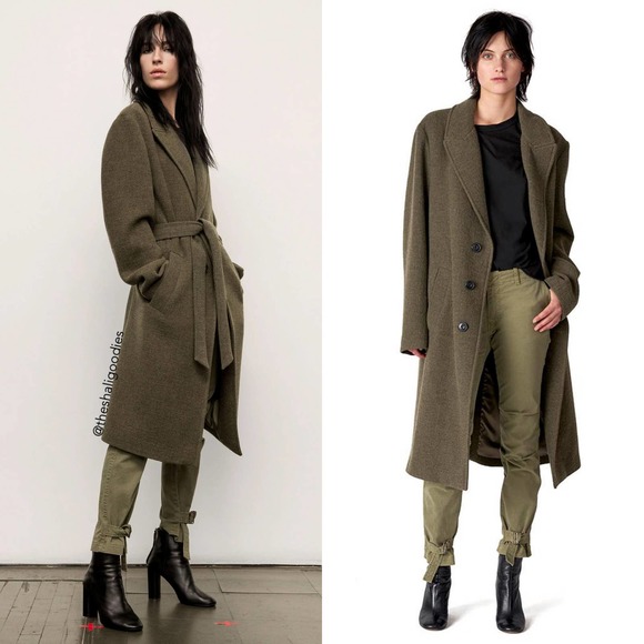 NILI LOTAN Patton Wool Coat Green Belted Wrap Jacket
